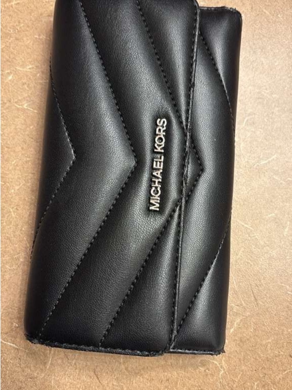 Michael Kors Black Quilted Chevron Leather Wallet